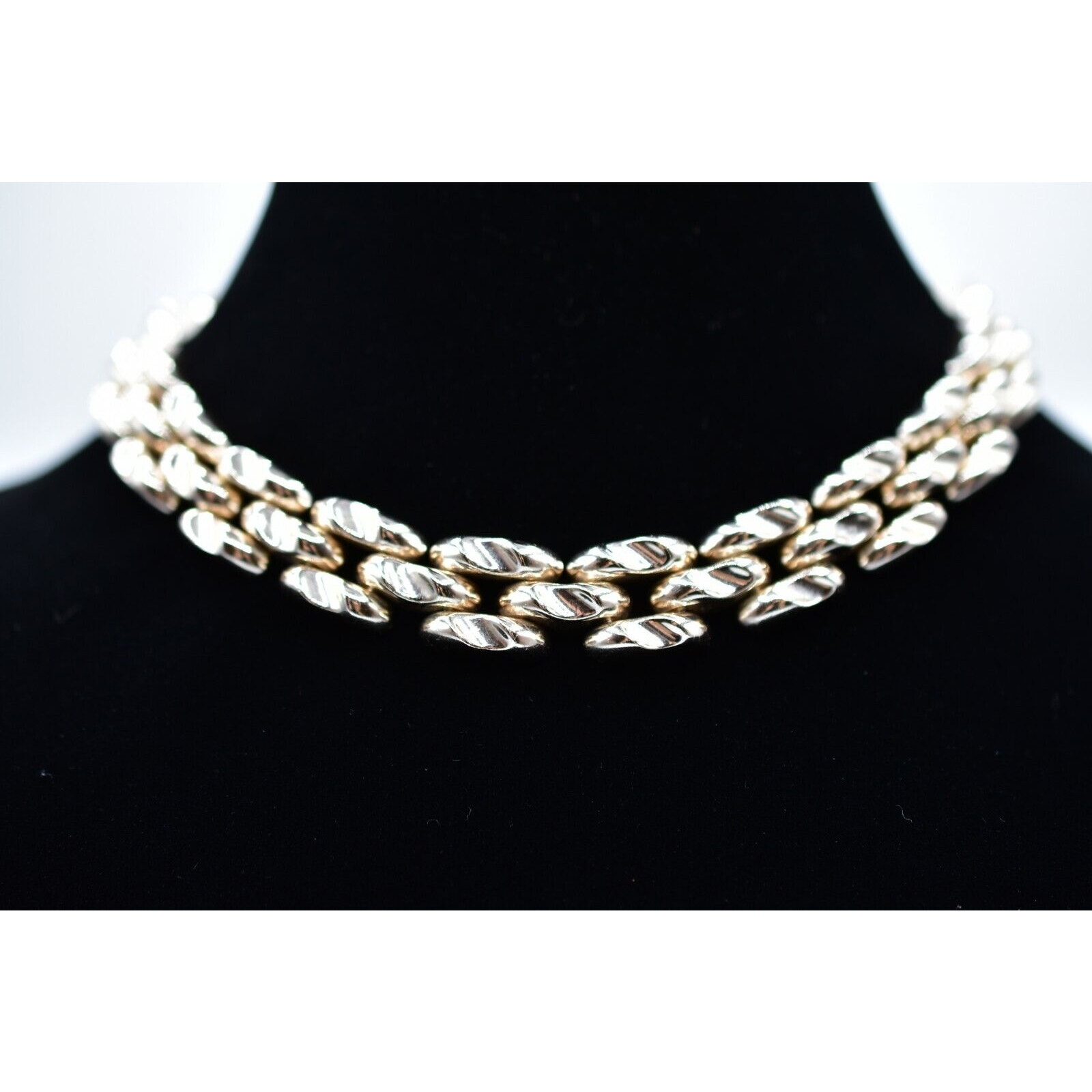 D'embassa Vintage Collar Necklace Linked Chain Chunky Swiss Made Signed Bin2